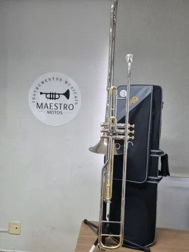 Trombone Longo Sib Harlem Niquelado C/ Detalhes Laqueados - 10X cartão - Envio todo Brasil