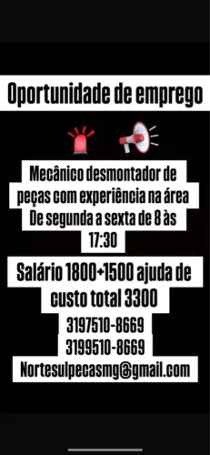 Mecânico com experiência desmontagem de veículos