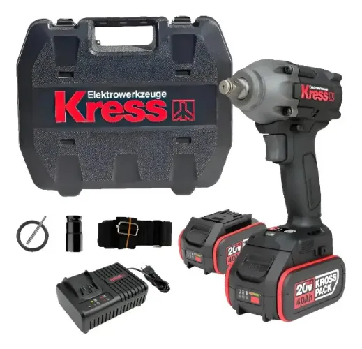 CHAVE DE IMPACTO KRESS 300NM BRUSHLESS 20V C/2BAT 4AH + MALETA