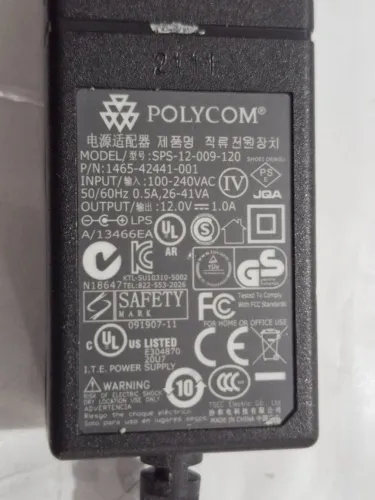 Fonte Carregador Polycom SPS-12-009-120 12V Usada