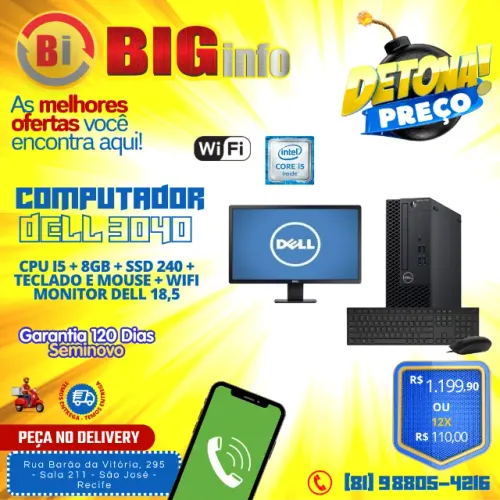 Computador + Monitor Dell Optiplex 3040 Core I5 6g 8gb 240ssd