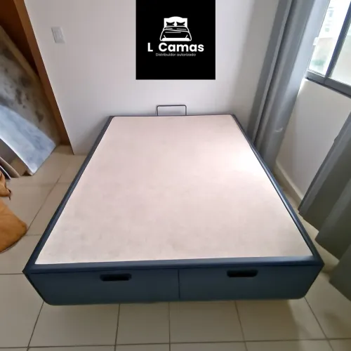 Base de Cama Baú Queen Cinza 