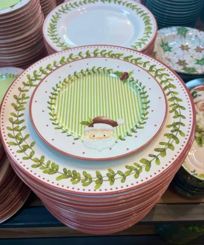 Prato raso sobremesa jantar ceramica natal decoração presente 