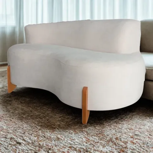 Sofá Curvo Orgânico Linho 145cm Novo