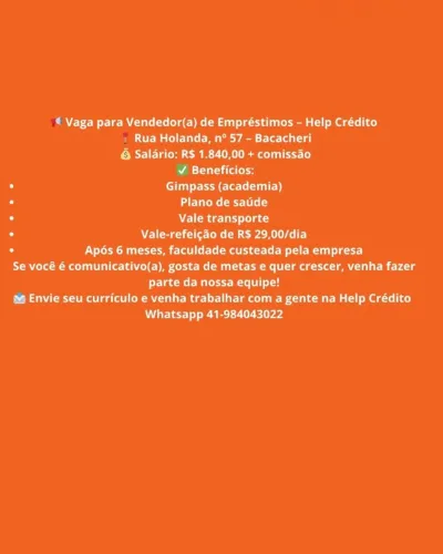 VENDEDOR(a) DE EMPRESTIMOS