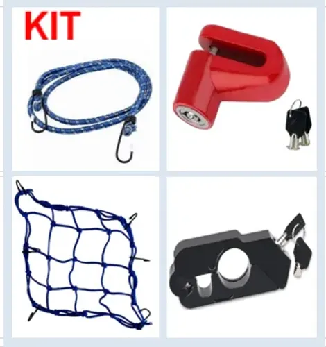 Kit ( Trava de Disco + Trava Manete + Estique + Tela Aranha) p/ Moto Bike z1040