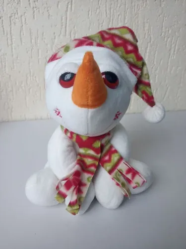 Boneco de neve de pelúcia com cachecol e gorro 22 cm