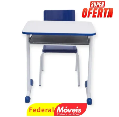 Mesa Escolar com Cadeira Juvenil - Tampo em Madeira, Conforto e Durabilidade