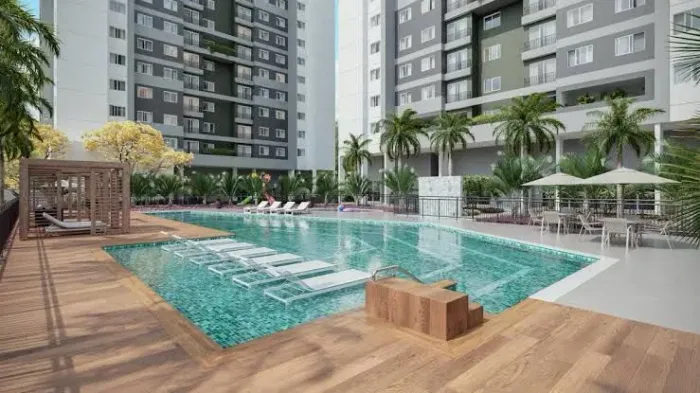 Apartamento 50m2, com piscina, segurança e lazer completo!