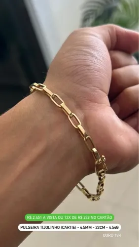Pulseira Tijolinho Ouro 18k - 4.5MM - 22cm - 4.54g