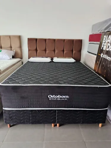 CAMA SUPER CONFORTÁVEL COM ESPUMA D45 E MOLAS ENSACADAS MODELO STAR BLACK ORTOBOM