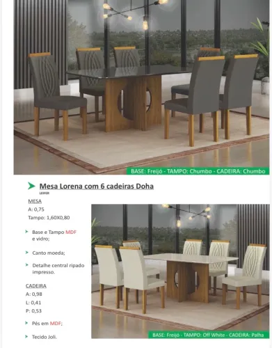 Mesa de Jantar Lorena com 6 cadeiras - Promoção