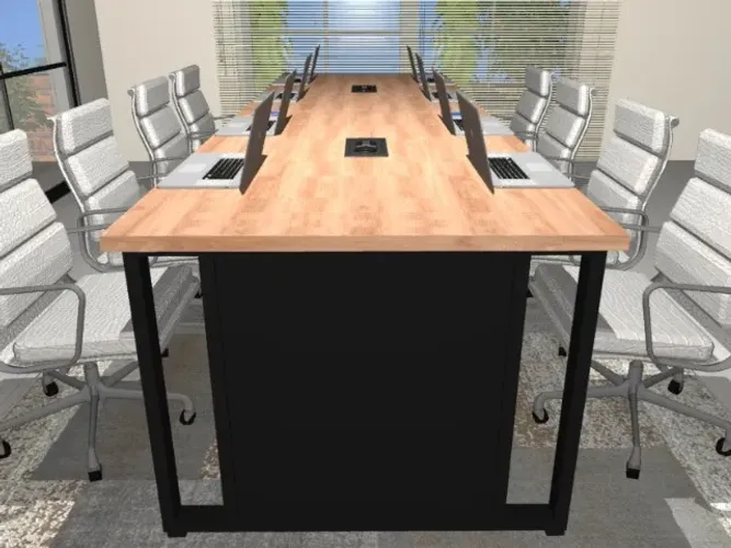 Mesa de Escritório Reunião, Wood Delluxe Alto Padrão: L360cm x L120cm x A74cm.