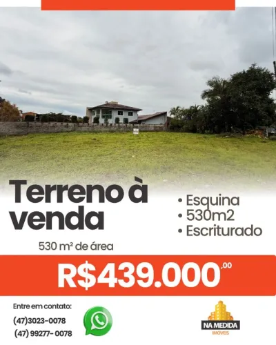 Terreno de Esquina à Venda 530m² | Bairro Rio Bonito - Joinville/SC