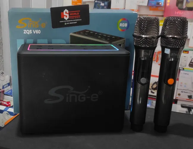 Caixa de som Bluetooth + 2 microfones - Store World
