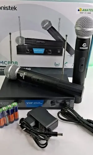 Microfone Sem Fio Dinâmico Profissional VHF Canal Duplo Onistek