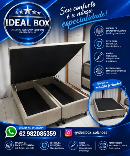 Oferta Especial! Box Baú Casal Bipartido 138*188