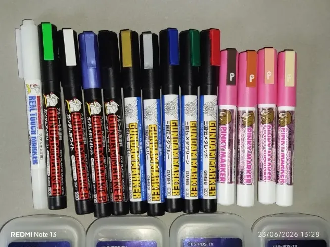 Lote de canetas Gundam Marker e LBX marker (todas servem pra Gundam) - LEIA DESCRIÇÃO