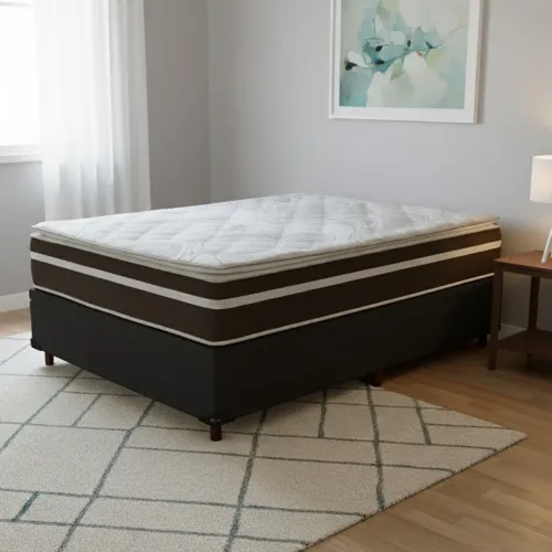 Colchão Casal Dom D33 + Base Box Simples Corino Entrega Rápida
