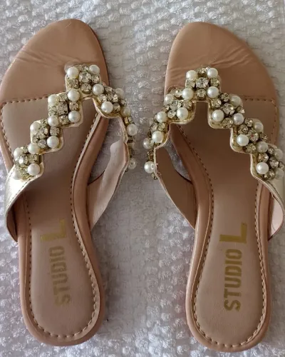 Chinelo rasteira com pedraria nº34