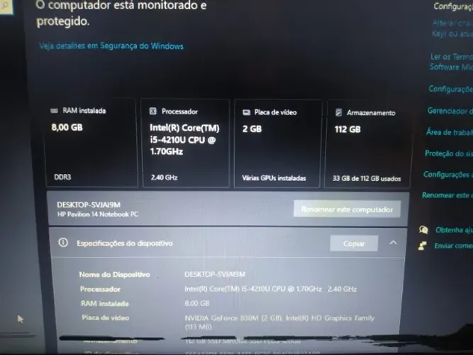 NOTEBOOK HP 8GB RAM CORE i5 COM SSD
