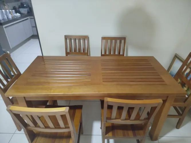 Jogo de Mesa de jantar madeira maciça