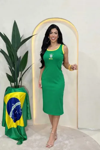 Vestido Midi Brasil (Tamanho P)