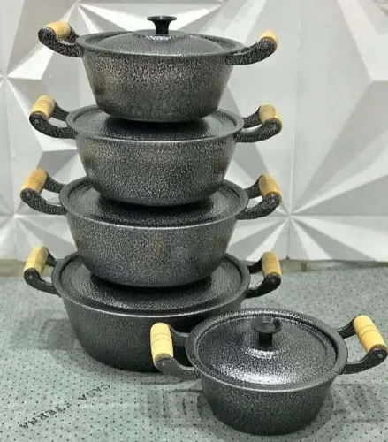 Kit de 5 panela alumínio batido craquelada