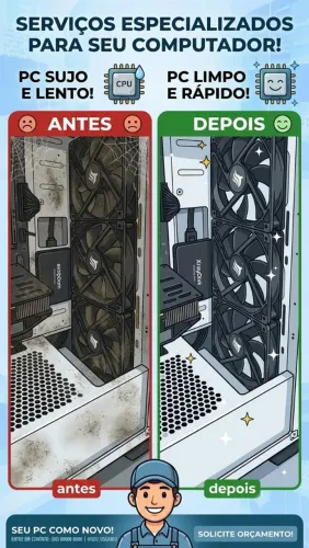 Limpeza e montagem de computadores e peças