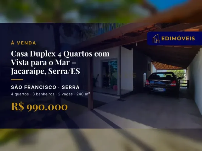 Casa Duplex 4 quartos em São Francisco, vista espetacular para o mar
