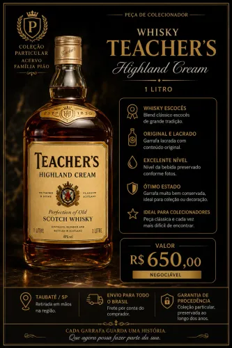 Garrafa original lacrada Teacher?s Highland Cream 1000 ml.
