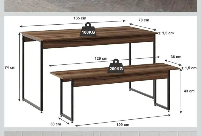 Mesa de jantar com bancos