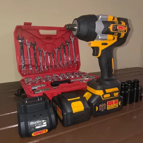 Kit completo com chave de impacto 750N + jogo de chaves 37 peças
