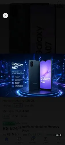 Smartphone Samsung Galaxy A07 128GB 4GB RAM Novo Lacrado
