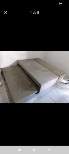 Base de cama medindo 138x188, com cama auxiliar no tecido maia