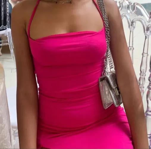 vestido rosa choque shein