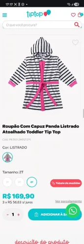 Roupão Com Capuz Panda Listrado Atoalhado Toddler Tip Top - 2 anos