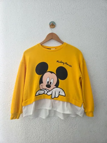 blusa moletom zara mickey mouse amarela