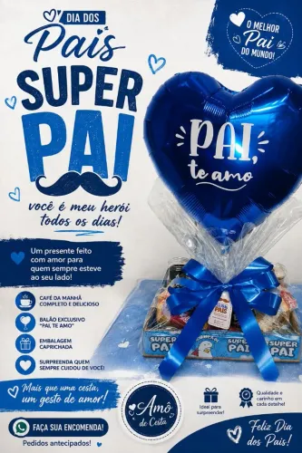 Cesta Café da Manhã Dia dos Pais Super Pai