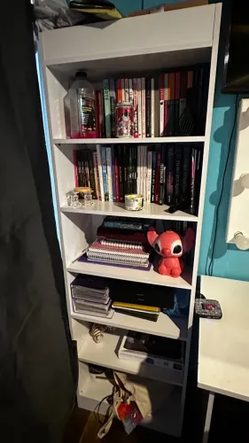 Estante de livros e escrivaninha