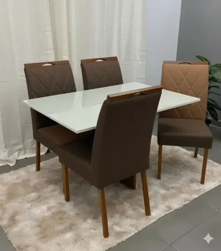 Novo! Mesa de Jantar Los Angeles com 4 Cadeiras Bali Marrom