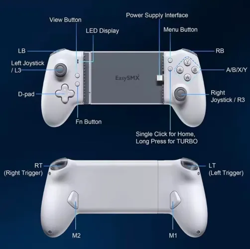 Controle para celular EasySMX M15 Tipo C compatível com Android, iPhone 15 <, Cloud Gaming