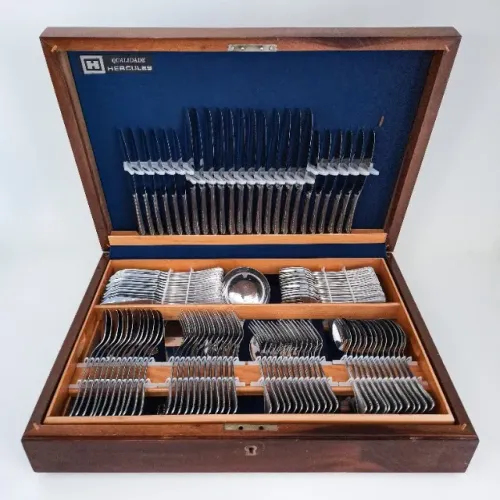 Faqueiro Hercules Inox Gelodur 130 Peças 1977 Estojo Imbuia Original
