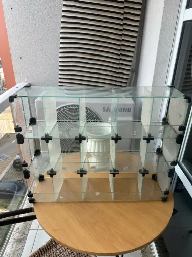 Expositor Baleiro De Vidro Modulado Com Nichos - Ótimo Estado