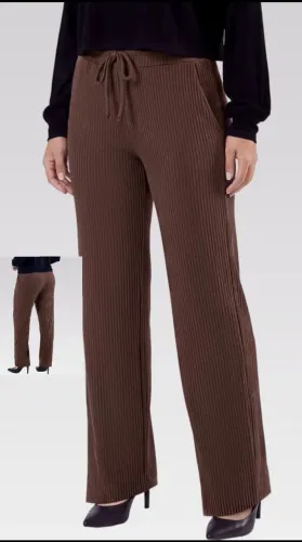 Calça wide canelada Bianca - romance