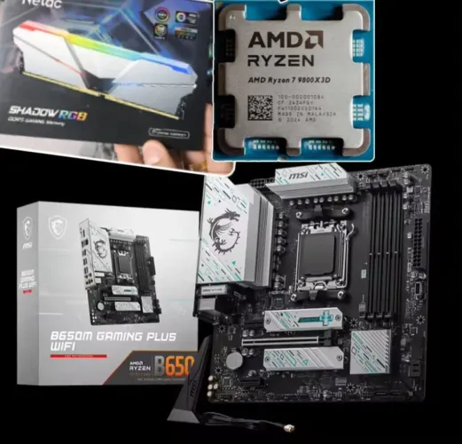 Kit Upgrade AM5 Ryzen 7 9800x3d 8/16 + b650m  wi-fi + 32gb ram 6000mhz rgb Ac troca Xbox x