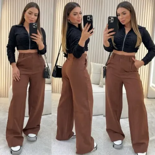 Calça Alfaiataria com bolso cintura alta