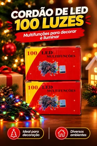 Cordão de LED 100 Luzes Multifunções para Decoração