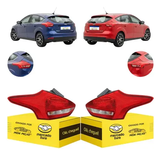 Par Lanterna Traseira Focus Hatch 2016 2017 2018 2019 S/led Ambos Lados
