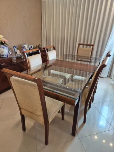 Mesa de jantar Líder Interiores 6 cadeiras tampo de vidro 2